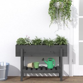 Fioriera Rialzata Da Giardino Grigia 101x30x69 Cm Massello Pino /