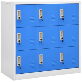 Armadietto Con Chiave Grigio Chiaro E Blu 90x45x92,5 Cm Acciaio /