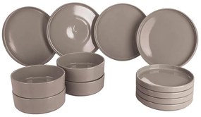 Servizio Piatti 12 pz in gres - 4 Persone - Gourmet Grigio