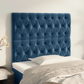 Testiera 2 Pz Blu Scuro 90x7x78/88 Cm İn Velluto /