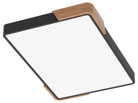 Plafoniera LED Rettangolare 30W CCT, 60x40cm, Legno/Nero Colore Bianco Variabile CCT