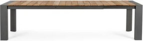 Tavolo Da Esterno In Alluminio Piano In Teak Allungabile 100x228/294 Cm Cameron Antracite Bizzotto