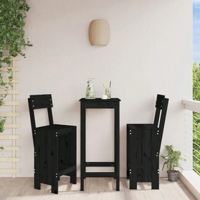 Sgabelli Da Bar 2pz Neri 40x48,5x115,5 Cm Legno Massello Pino /