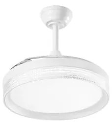 Plafoniera led ventilatore 72w 7200 lumen bianco pale retrattili d....