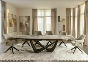 Tavolo MARANELLO Ceramic allungabile effetto marmo bianco e rame 200-290×98 cm