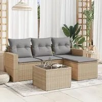 Set Divano da Giardino 5 pz con Cuscini Beige in Polyrattan 3251216