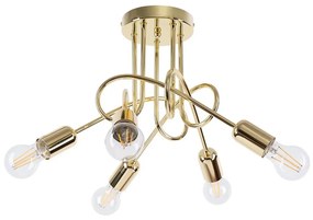 Sollux SL.1438 - Lampadario a plafone LOOP 5xE27/15W/230V oro