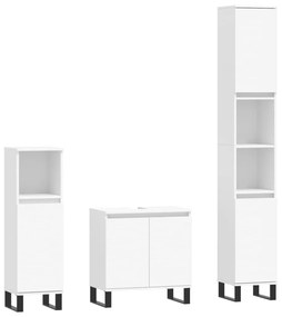 Set di mobili da bagno 3 pz bianco in legno multistrato