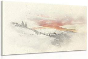 Stampa su tela – Tramonto sulle montagne innevate