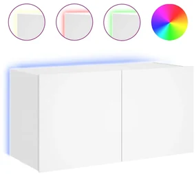 Mobile tv a parete con luci led bianco 80x35x41 cm
