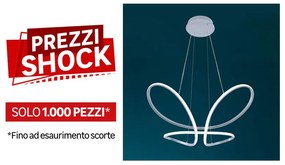 Lampadario LED design Farfalla grigio, luce con 3 temperature di colore 2450 lumen, NOVECENTO