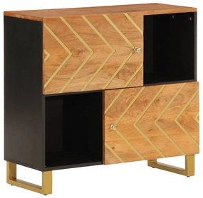 Credenza marrone e nera 80x33,5x75cm in legno massello di mango