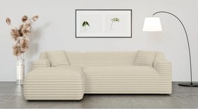 Divano angolare beige (con penisola a sinistra e chaise lounge) rivestito in velluto a coste Martin – Ropez