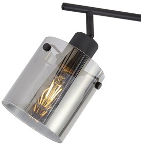 Faretto da soffitto di design nero con vetro fumé 4 luci - Domo