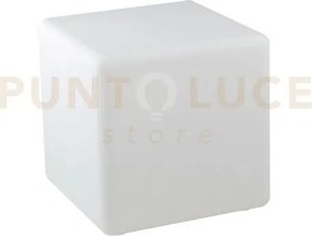 Lume da giardino geco cubo bianco 1 luce attacco e27 ip65 40x40x40cm