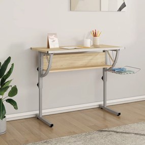 Scrivania Sonoma E Grigio 110x53x(58-87) Cm Multistrato Acciaio /