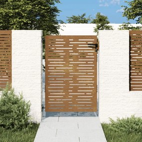 Cancello Da Giardino 85x150 Cm Acciaio Corten Design Quadrato /