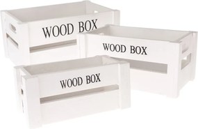 Scatole in set bianche in legno 3 pz 30x20x15 cm Wood Box – Dakls