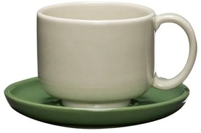 Tazza verde e crema in gres Amare - Hübsch