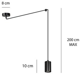 Sospensione A Ragno In Acciaio Nero 1 Luce Tracker Con Cavo 3 Metri