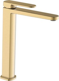 Rubinetto per lavabo getto laminare cristallino Zefir oro spazzolato AQUASANIT
