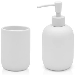 Set 2 accessori bagno da appoggio grigio chiaro in ceramica soft touch