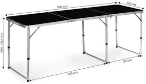 Tavolo da catering pieghevole 180 x 60 cm nero in 3 parti