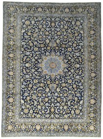 Kashan Tappeto 410x300 Blu (Iran) Annodato A Mano