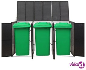 vidaXL Copribidone Triplo Nero 207x80x117 cm in Polyrattan