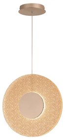 Lampada a sospensione LED CANDY 45 cm in metallo Oro e vetro graniglia Ambra