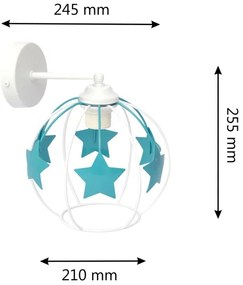 Applique per bambini STARS 1xE27/15W/230V turchese/bianco