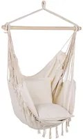 Sedia a dondolo sospesa in cotone beige e poliestere altalena per interni ed esterni in stile boho