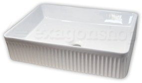 Lavabo 50X36 rettangolare da appoggio H 12 cm in porcellana bianco lucido