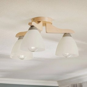 Lamkur Plafoniera Haro, faggio bianco/bianco, a 3 luci