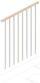 Balaustra in kit IRIS Superiore in acciaio e legno bianco e faggio L 102 cm