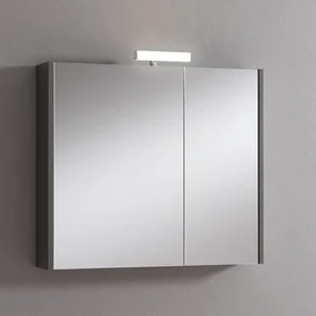 Pensile con luce Akira laccato lucido grigio L 80 x H 70 x P 15.5 cm