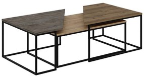 Set di 3 tavolini con piano in legno di noce naturale 70x110 cm Titan - Marckeric