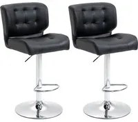 EASYCOMFORT Set 2 Sgabelli da Bar Girevoli imbottiti con altezza regolabile similpelle - Nero