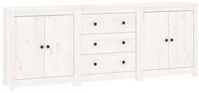 Credenza bianca 210x35x80 cm in legno massello di pino