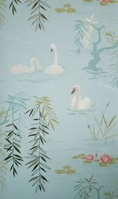 Nina Campbell Carta da parati Swan Lake - pale blue