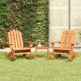 Set Salotto Da Giardino Adirondack 3pz Legno Massello Di Acacia /