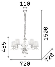 Lampadario Classico Pegaso Metallo Ottone 5 Luci E14