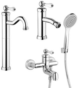 Kit rubinetti lavabo alto bidet e gruppo vasca serie Tosca di Jacuzzi Rubinetteria