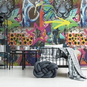 Fotomurale HOLDEN DECOR Graffiti, nero, blu, giallo fluo, rosa 210X280 cm