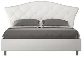Letto matrimoniale senza rete imbottito 160x200 similpelle bianco Langre