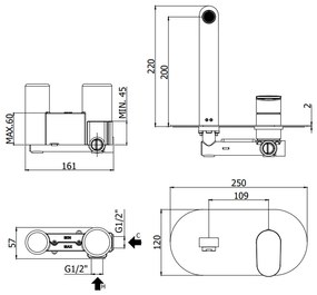 Paffoni Candy Ca105 Miscelatore lavabo Incasso a muro 2 Fori Con Piastra Ovale E Bocca 20 cm Cromo