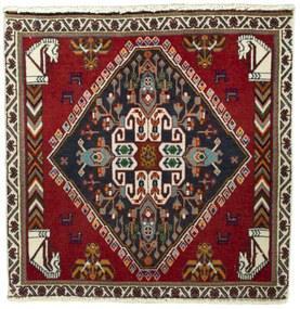 Shiraz Tappeto 60 x 70 Rosso (Iran) Annodato A Mano