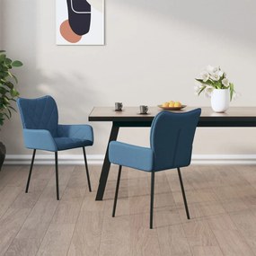 Sedie Da Pranzo 2 Pz Blu İn Tessuto /