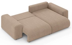 Divano angolare beige allungabile/con contenitore (con composizione variabile) con rivestimento in velluto a coste Luma – Ropez