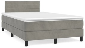 Giroletto a molle con materasso grigio chiaro 120x200cm velluto